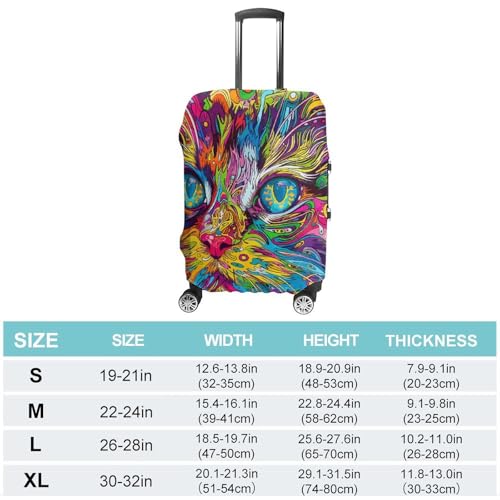 A Psychedelic Cat Luggage Cover Personalization Suitcase Covers Protector Elastic Washable Baggage Cover Anti-Scratch For Traveling, Aircraft Consignment XL2