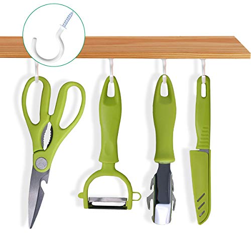 yuntop-12-Pack-Vinyl-Coated-Ceiling-HooksScrew-in-Mug-HooksMulti-Function-Wall-Hooks-Kitchen-Hooks-Cup-Hooks-for-Indoors-Outdoors-White-1-14-Inch