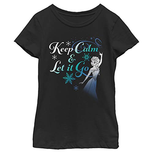 Fifth Sun Die Eiskönigin-Lass Es Jetzt Los T-Shirt Camiseta, Negro, XS para Niñas