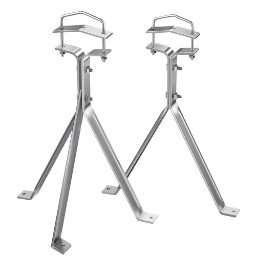 12'' Adjustable Antenna Mast Wall Mount Bracket, 2 Pcs Antenna Stand Off Bracket, Heavy Duty TV Antenna Mounting Brackets, Antenna Wall Mount 12 Inch, Wall Mount Mast Clam?Tripod Bracket & Y-Bracket