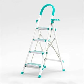 Ladder Step Ladders 4 Step Ladder Aluminum Ladder Folding Step Stool with Utility Handgrip and Tool Holder Portable Stepladders 330 Lb Capacity(Aluminum B)