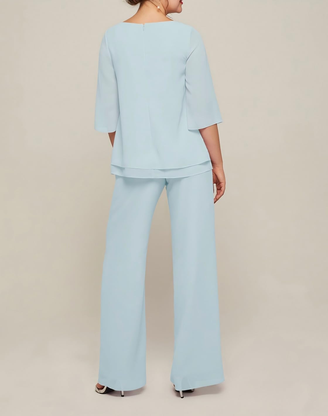 Pantalon de mariage 2 pièces en mousseline de soie pour femme