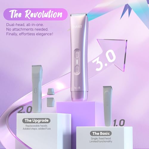 Image of BYART 2-in-1 Dual Head Bikini Trimmer for Women, Body Hair Trimmer, Gifts | IPX7 Waterproof, Rechargeable, Ceramic Blade, Wet /Dry Body Hair Trimmer and Face Shaver for Sensitive Skin