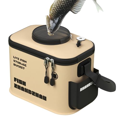 Ranley Live Fish Lures Bucket, Foldable Live Fish Bucket, Fishing Minnow Buckets, Folding Fishing with Aeration Hole, Folding Water Container Fishing Protection Box