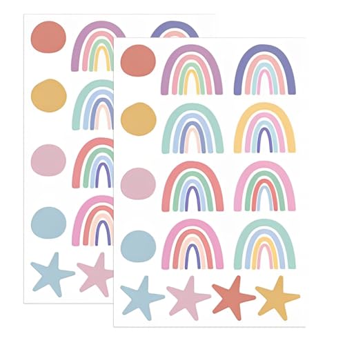 JAZOKA 63pcs Rainbow Wall Sticker, PVC Colorful Wall Decor Vinyl Peel for...