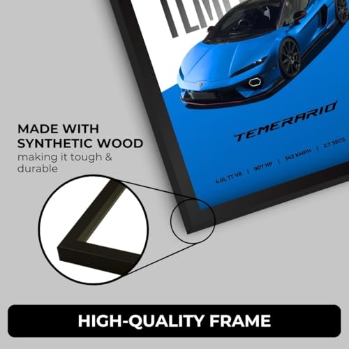 Image of Funk You Store Lamborghini Temerario Poster | Framed Lamborghini A4 Sized (31 x 23 cm) | Car Poster for Wall, Gift for Boys, Supercar Frames | Car Posters for Wall, Bedroom, Hostel, Study Room