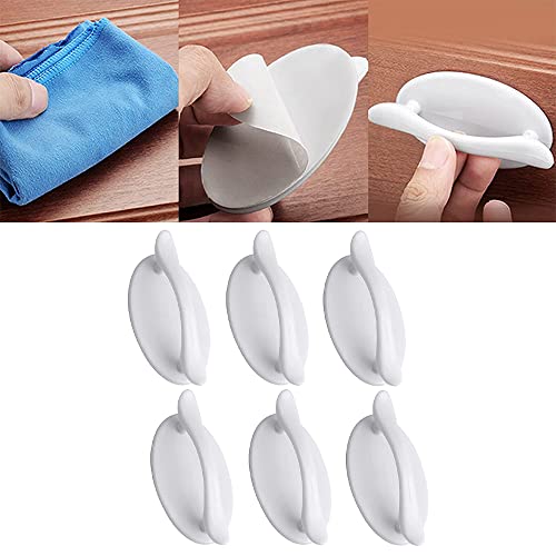 KOMUNJ 6 Stück Weiße Klebriger Türgriff, Türgriff Kleben, Selbstklebend Pull Griff, Selbstklebend Kunststoffgriff, für Türen und Fenster, Schränke