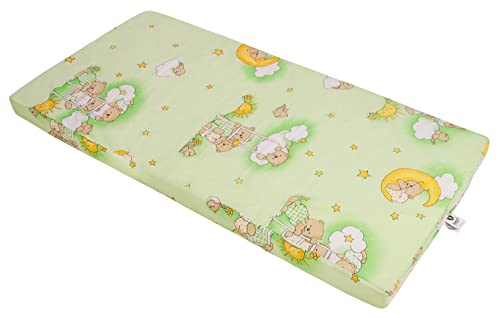 Best For Kids - Kindermatratze 60x120 | klappbare Kindermatratze | Babybettmatratze | Kinder Rollmatratze | Reisebett-Schaumstoffmatratze | Kinderbettmatratze mit Mikrofaserbezug (Grun)