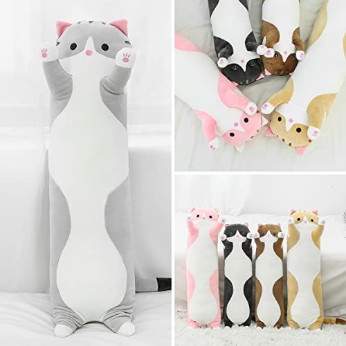 Shinuoer Long Cat Plush Pillow Cat Body Pillow,Gray Cat Stuffed Animals Soft Plushies Kawaii Stuffed Kitten Plush Toy Gift For Kids Girlfriend(Gray, 19.7Inch) #TOP5