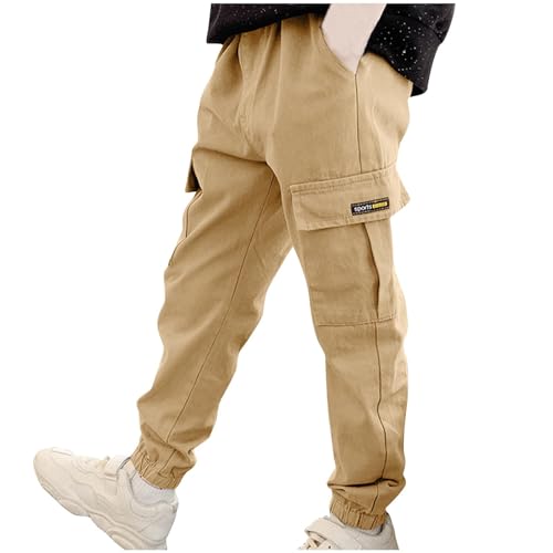 Boy's Cargo Joggers School Pants Lightweightt Sports Outdoor Joggers with Pockets Fashion Casual Uniform Sweatpants