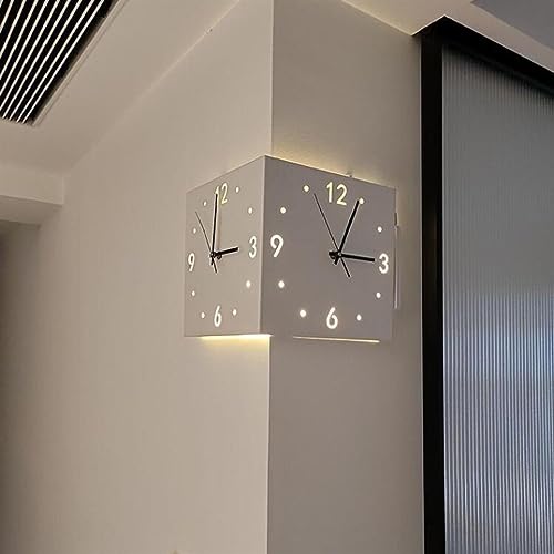 Horloge murale d'angle double face silencieuse à piles capteur