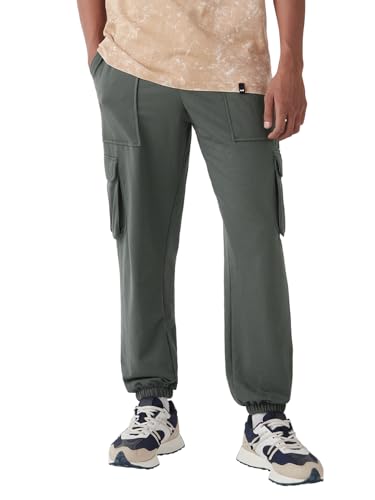 Image of Bewakoof Air 1.0 Men's Solid Oversized Fit Terry Joggers