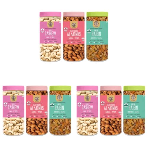Image of 41 Foods Premium Dry Fruits Combo of Almonds Cashews and Raisins | Pack of 9 | 200g Each | 600g