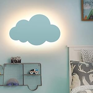 HORKEY – Lampada da parete a forma di nuvola, per interni ed esterni, lampada da parete a LED, lampada da parete per bambini, paralume in acrilico con luci LED integrate, colore caldo, blu