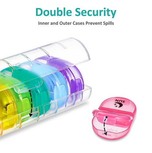 Image of Fullicon Pill Organizer 2 Times a Day, Weekly Pill Box AM PM, Removable Medicine Organizer, Pill Cases Twice a Day