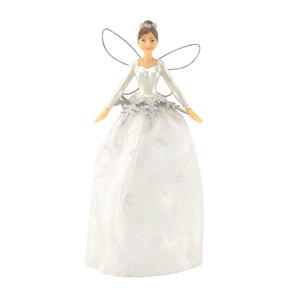 Crafty Capers Snowflake Fairy | White & Silver | Gisela Graham 20cm Christmas Tree Topper