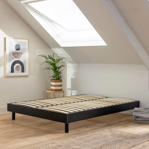 Terre de Nuit Sommier kit en Bois Massif Noir 140x190