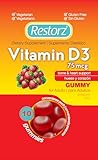 Restorz Vitamin D3 Gummies (112 Total, 8-Pack, 14 Per Pouch) - Flavorful Peach, Mango & Strawberry Wellness Chews/Heart & Bone Support/Vegan & Gluten Free/Soft Tasty Chewables for Adults & Kids