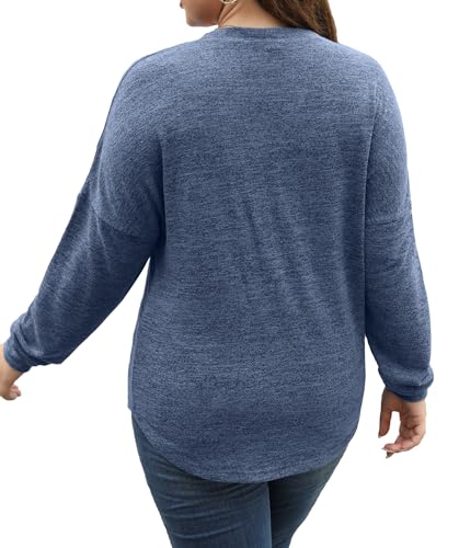 Image of Gloria&Sarah Womens Plus Size Tops Long Sleeve Henley Shirts Fall Fashion Oversized Sweatshirt Tunic Sweaters L-4XL