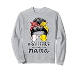 ballpark mama baseball softball festa della mamma mamma messy bun felpa