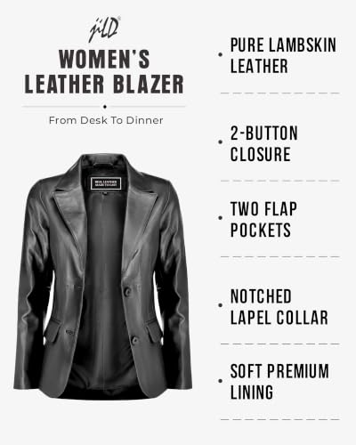 Image of Jild Classic Style Leather Blazer Women - Casual Coat Leather Jacket Women