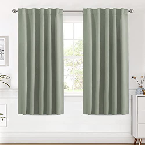 Image of H.VERSAILTEX Blackout Curtains Thermal Insulated Window Treatment Panels Room Darkening Blackout Drapes for Living Room Back Tab /Rod Pocket Bedroom Draperies (2 Panels, Light Sage, 42 x 63 Inch)