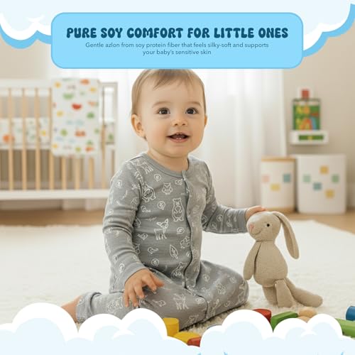 Image of Babysoy Unisex Baby Long Sleeve Gown Sleep Sack, Ultra Soft Nightgown, Newborn Reversible Mittens