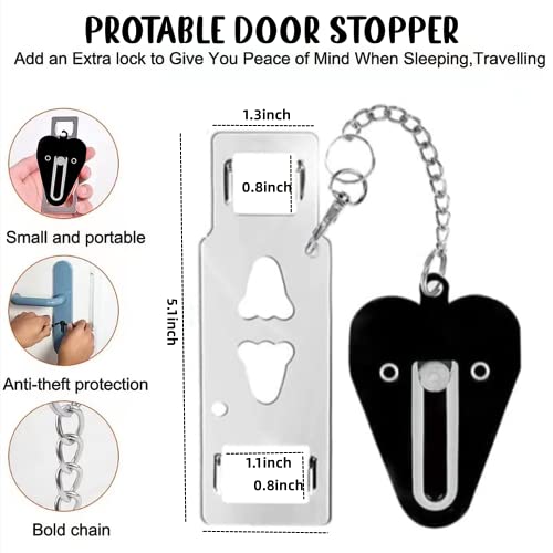 Yuchengxiang Portable Door Lock - Home Security Locker for Travel Lockdown, AirBNB - Heavy Duty Anti-Theft Safety Privacy Lock (Black) - Image 2