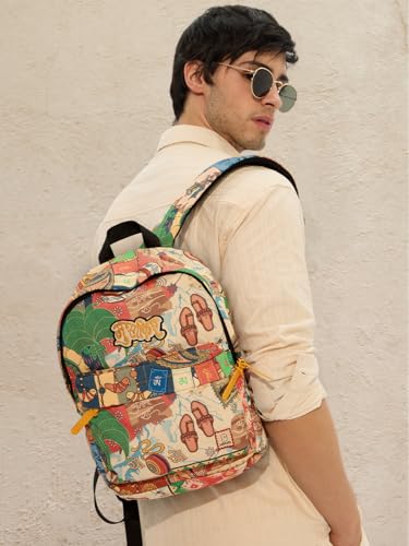 Image of The Souled Store Musafir Backpack | 19.47L Rugged Cotton Canvas Laptop Bag | 15.5 Inch Tech Sleeve & Luggage Strap | Premium Travel & College Rucksack for Men & Women