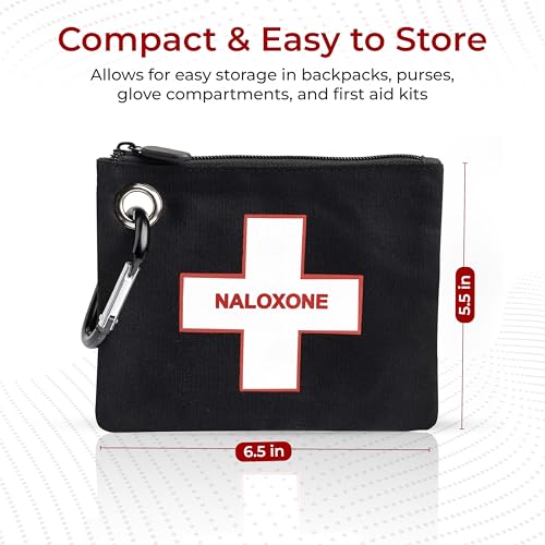 Image of 10 PACK Naloxone Overdose Kit Bag - Compact Canvas Pouch for Naloxone Nasal Spray & Opioid Emergency Response - Holds 2 Naloxone Sprays & Accessories - Naloxone Not Included (Black, 10 Units)