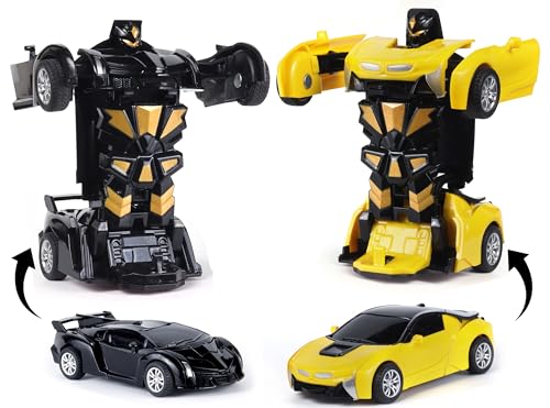 Image of Amazon Brand - Jam & Honey Transforming Action Figure Car | Robot to Car Transforming Toy | Dash to Transform | Ideal for Kids & Collectors | Pack of 2 | Multicolor
