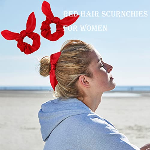 Ondder Hair Scrunchies For Women 15 Pcs Hair Scrunchies For Women’s Hair Cute Girls Bow Scrunchies For Hair Ribbon Scrunchies With Bow Elastic Hair Ties Bands Ponytail Holder Hair Accessories For Women Girls Kids -Red #TOP3