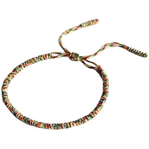 Men Women Chinese Lucky Red String Bracelet Tibetan Buddhist Prayer Handmade Yoga Prayer Rope Mala Bracelet Adjustable Size, No Size, Nylon Cover