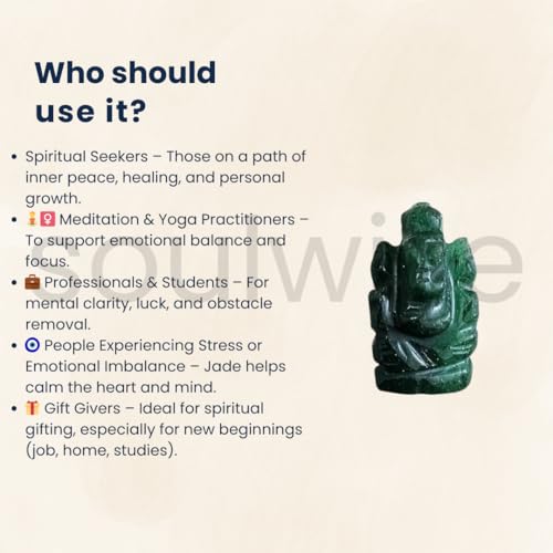 Image of Soulwise Natural Jade Crystal Ganesha Idol (1 Inch) | Hand-Carved Lord Ganesha Statue for Prosperity, Wisdom, Luck & Success | Healing Crystal Home Decor, Meditation & Gifting Showpiece