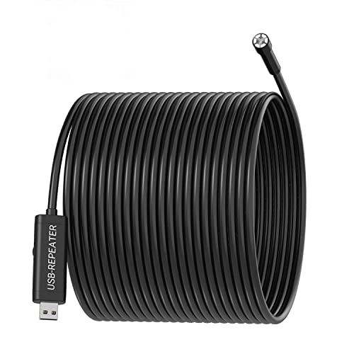 5.0MP USB Endoscope, 50FT 8.5mm Borescope, IP67 Waterproof Inspection Camera with Semi-Rigid Cable and 6 Adjustable LEDs, Snake Camera for Pipe Sewer Automotive Vent Inspection