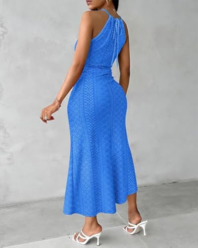 Image of CHICME Womens Summer Halter Dress Hollow Out A Line Vacation Dress