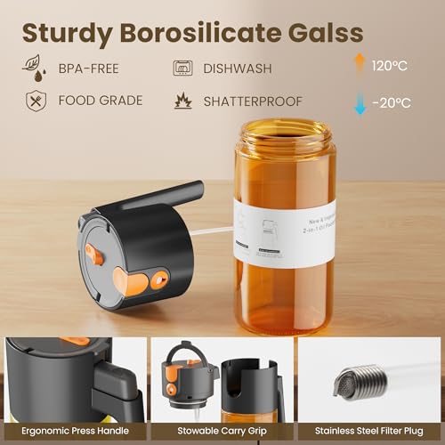 Save 15% on LAKUMIQI 2-in-1 Oil Sprayer - 17oz Glass Bottle