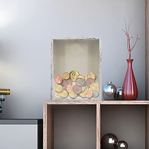Image of GraduationMall 11x14 Top Loading Shadow Box Frame with HD Glass,Wood Display Case with Slot,1.25 inches Interior Depth,Ideal for Wine Bottle Caps,Tickets,Shells,Stamps and More,White