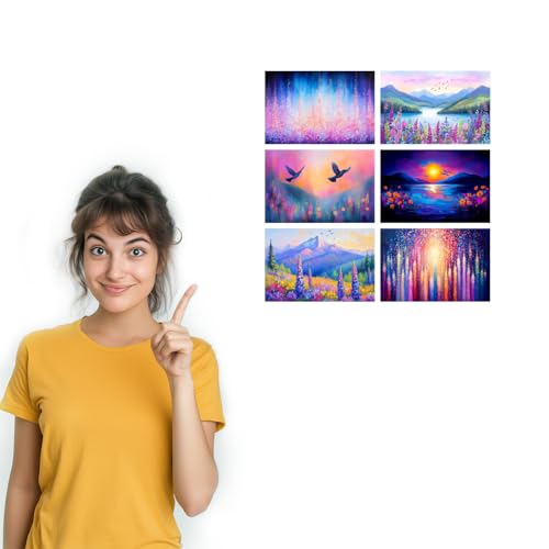 Image of SiddArtify Floral Landscape Wall Art Prints Set - Colorful Nature Poster Decor for Living Room Bedroom Office - Set of 2-4x6 Inch - Board (Pack of 6) - Sticker (Pack of 6)