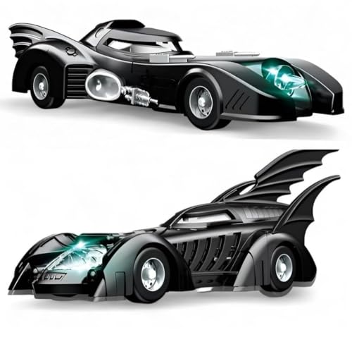 Image of Bat-Mobile Diecast Car - 1:36 Scale Alloy Superhero Vehicle with Light & Sound, Pull-Back Toy Car for Kids, Collectors & Movie Fans (2 Pack, Black)