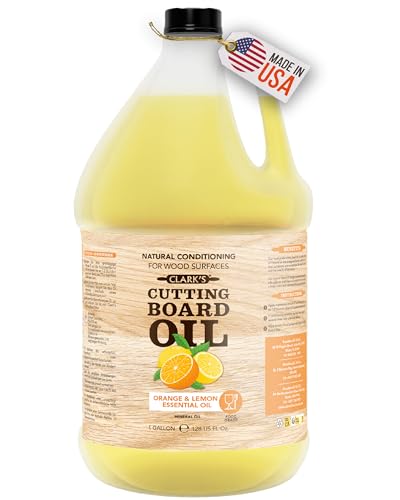CLARKS Cutting Board Oil - Food Grade Mineral Oil for Wood Cutting Board - Scented with Orange and Lemon Essential Oils - Butcher Block Conditioner - Restores All Wood - Made in USA 1 Gallon