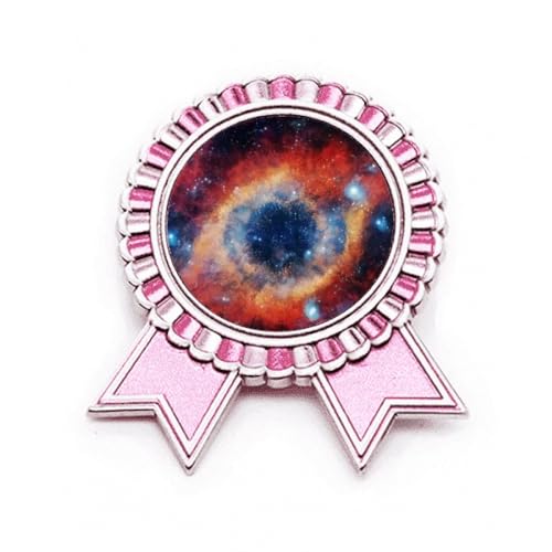 Broche œil nébuleuse rose en métal M idée cadeau originale