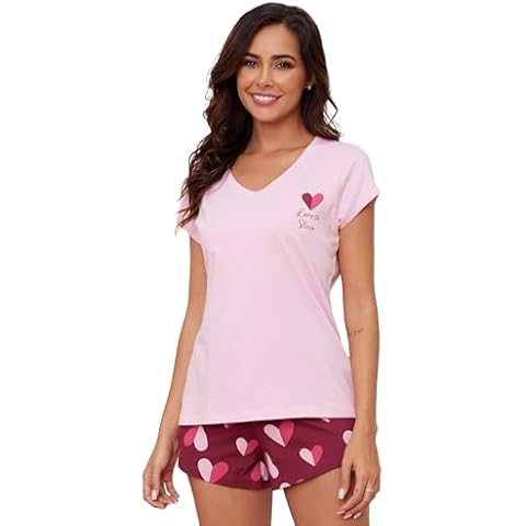 The Essentials Wardrobe Ladies Shorty Pyjamas - Hearts Cover