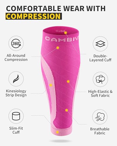Image of CAMBIVO Calf Compression Sleeve 3 Pairs Footless Compression Socks Running | Leg Sleeves for Men & Women, 15-20mmHg, Shin Splints Relief & Recovery, Fitness, Cycling, Varicose Veins, Travel, Nurse