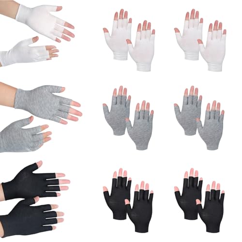 LUMOOM 9 pares de guantes de algodón sin dedos, sin dedos, guantes de dermatitis atópica, guantes de algodón sin dedos, guantes de manicura para hombre y mujer