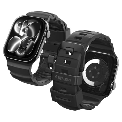Spigen for Apple Watch Band Compatible with Ultra 3/2/1 49mm Series 11/10 46mm 9/8/7 45mm SE3/SE2/SE/6/5/4 44mm 3/2/1 42mm WBS2 Durable Silicone Sport Strap - Black