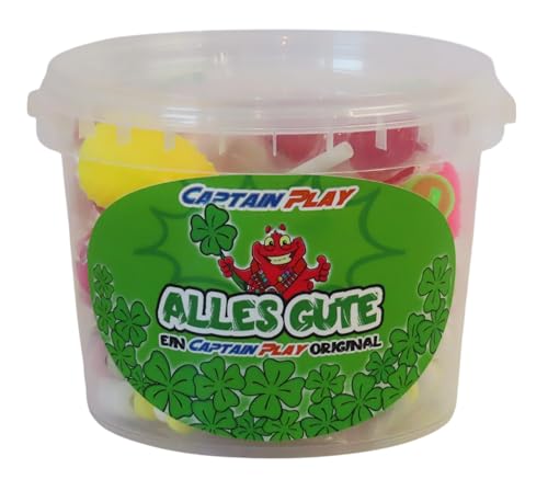 CAPTAIN PLAY Alles Gute Retro Süßigkeiten Mix, 16 Teile einzeln verpackt, Geschenk Box mit 8 Sorten ohne Schokolade, 178g besonderer Süßigkeiten Mix
