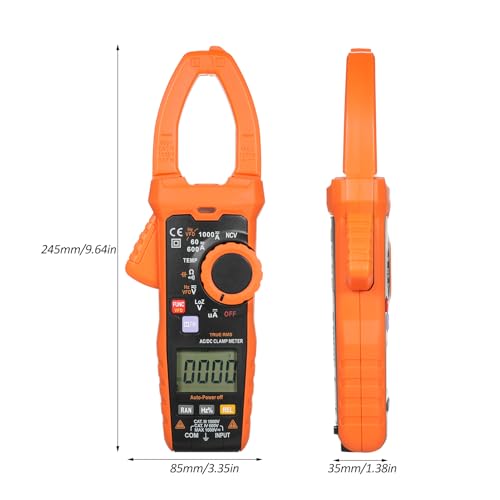 Image of Digital Clamp Meter True RMS 6000 Counts Digital Electrical Tester Meter Auto-Ranging Measures AC /DC Voltage AC /DC Current Resistance Capacitance Temperature Continuity Duty-Cycle