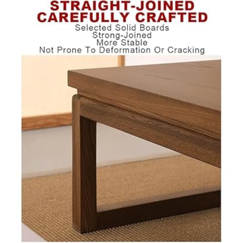 Image of Japanese Floor Table Wooden Low Modern Tatami Tea & Coffee Table Multifunctional Rectangular Wooden Tea Table for Living Room Home (Dark Brown)