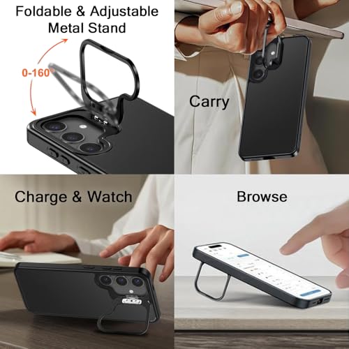 Image of TheGiftKart Hybrid Matte Frosted Back Cover Case for Samsung Galaxy S24 5G | Built-in Stand | Shockproof Hard Case Cover for Samsung Galaxy S24 5G (PC & TPU, Translucent Black)